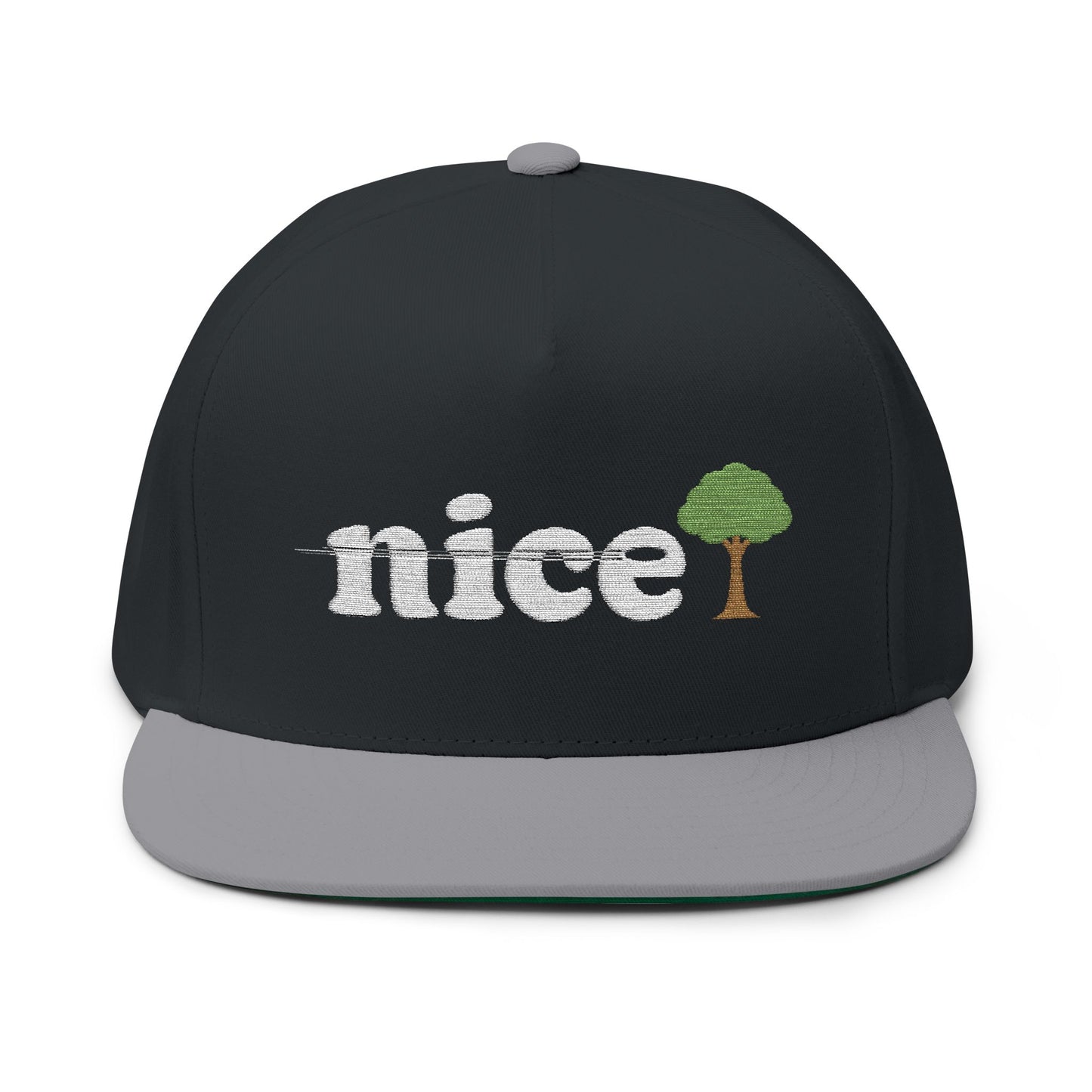 Nice Flat Bill Cap, Embroidered