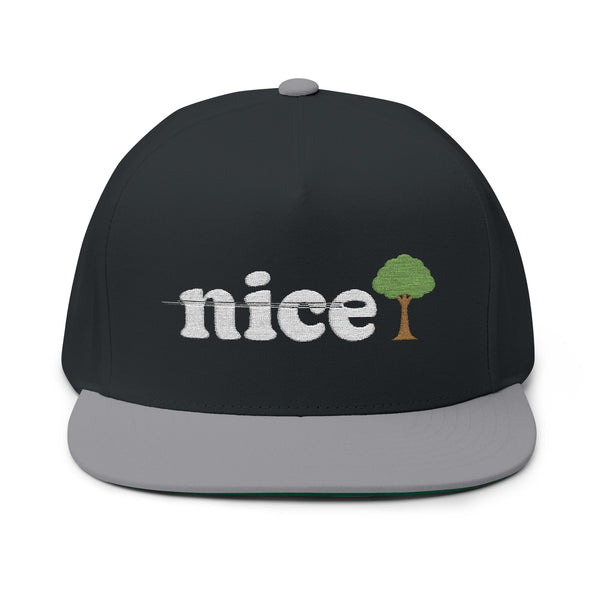 Nice Flat Bill Cap, Embroidered