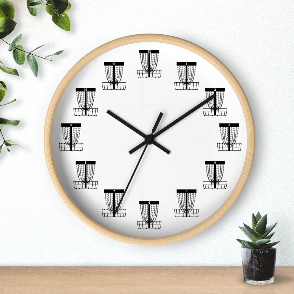 Disc Golf Wall Clock with Baskets